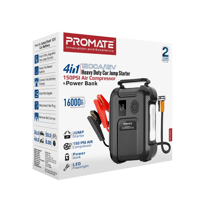 Make Your Christmas Road Trips Merry: Promate 4-in-1 Heavy Duty Car Jump Starter & Air Compressor